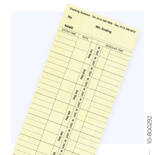 10-800292 Weekly Clocking Cards for TP300 (Quantity 1000)