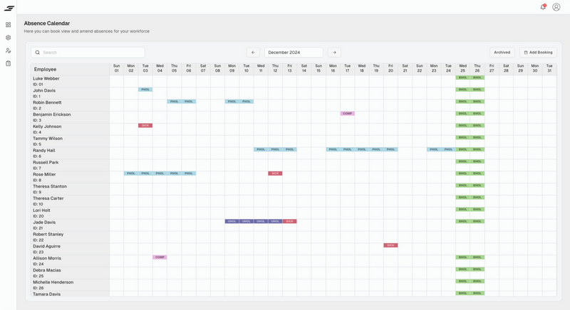 EvoTime Absence Calendar